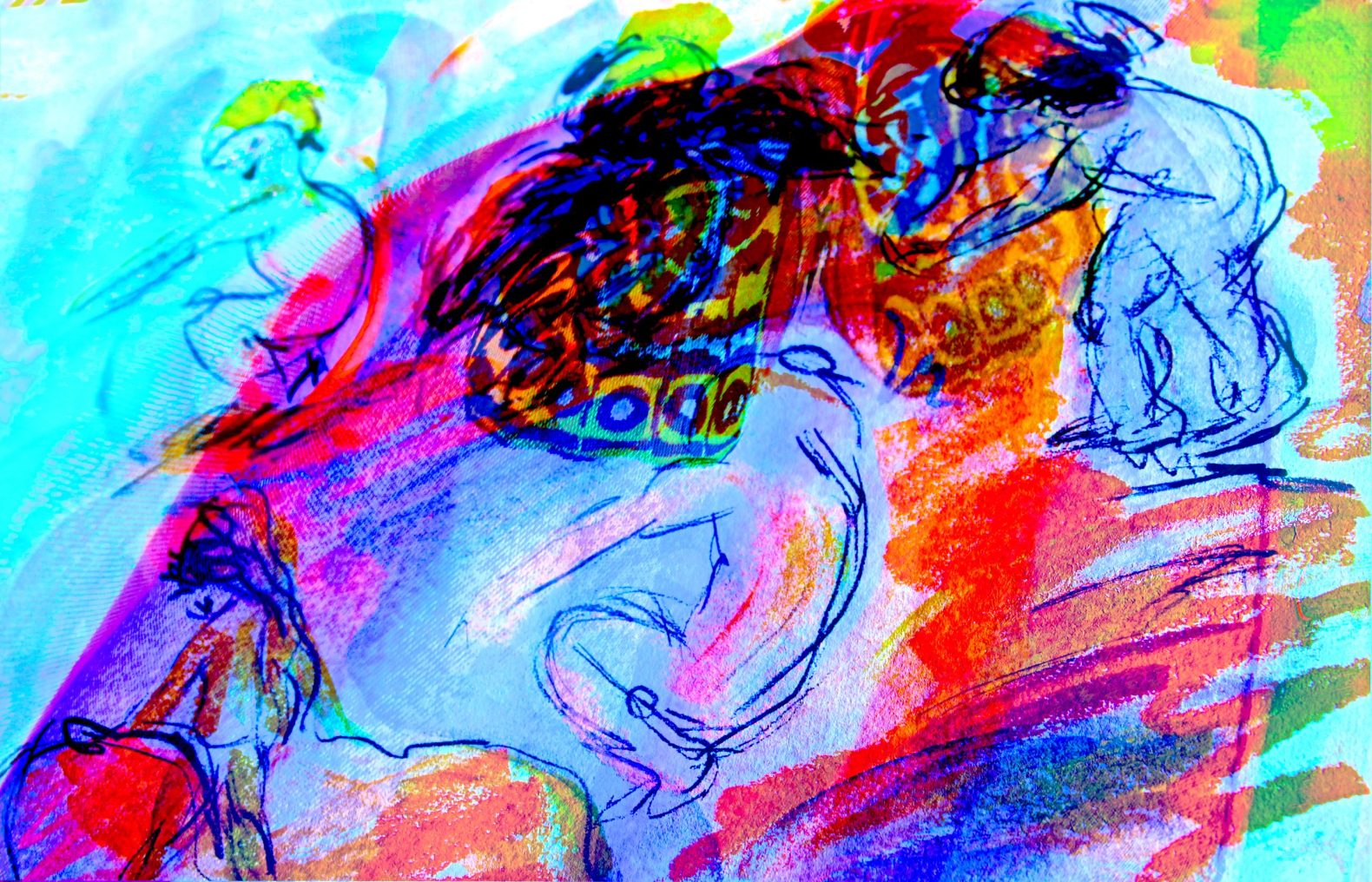 Riitta Nelimarkka’s artwork Child Chopins on the blue meadow, 2016.